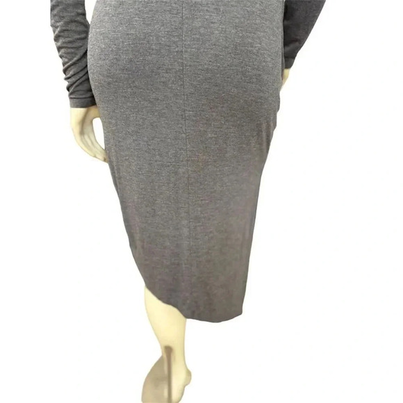 Blue blush Gray Long Sleeve Asymmetrical Hem Bodycon Midi Dress Size M - Picture 7 of 14